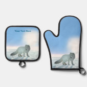 北極キツネ 鍋つかみ&鍋敷きセット (正面)