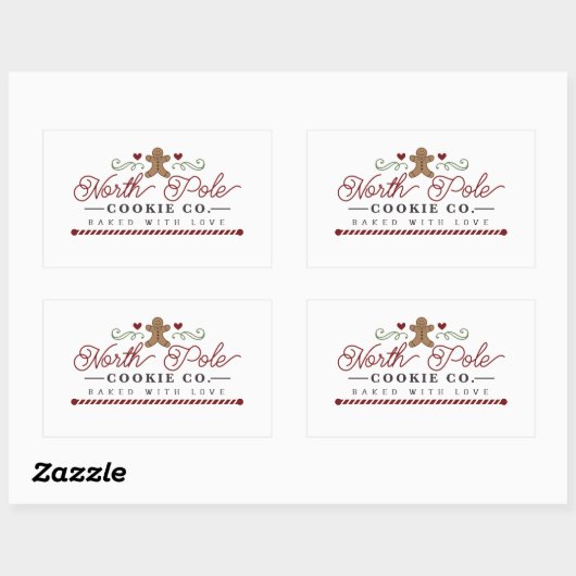 北極クッキー会社クリスマス 長方形シール (シート)