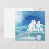 北極クマ、北極狐、皇帝ペンギン & 雪だるま シーズンカード (正面/裏面)