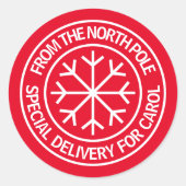 北極クリスマスからの特別な配達 ラウンドシール (正面)