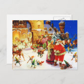 北極クリスマスイブのサンタ及び夫人クロース シーズンポストカード (正面/裏面)