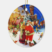 北極クリスマスイブのサンタ及び夫人クロース セラミックオーナメント (左)