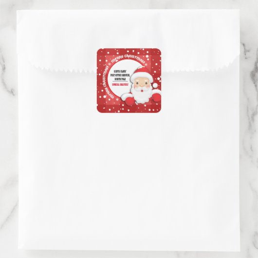 北極クリスマスステッカーからの特別な配達 スクエアシール (バッグ)