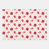 北極クリスマスメール、レタリングとストライプ ラッピングペーパーシート (正面)