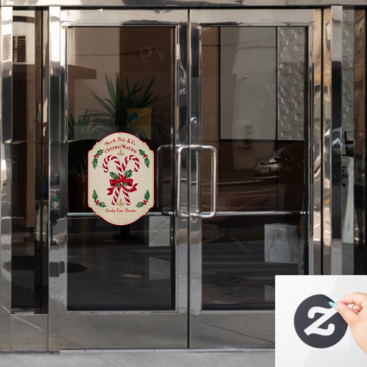 北極クリスマスワークショップキャンディーの夢 ウィンドウサイン (オフィスドア)