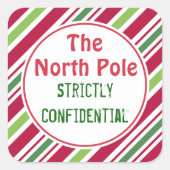 北極クリスマス機密ギフトラベル スクエアシール (正面)