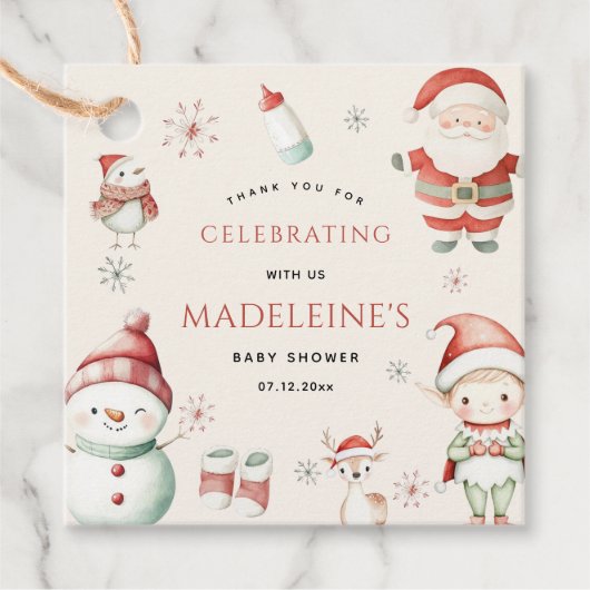 北極クリスマス表現配信赤ちゃんシャワー フェイバータグ (正面)