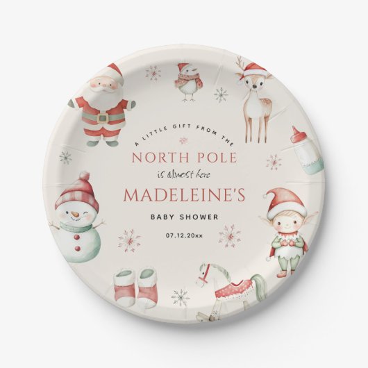 北極クリスマス表現配信赤ちゃんシャワー ペーパープレート (正面)