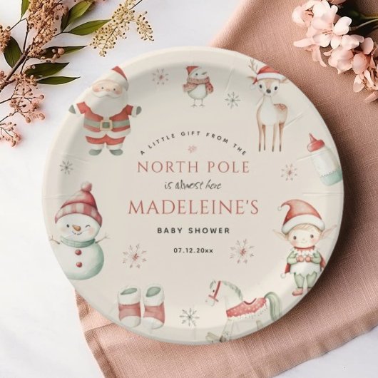 北極クリスマス表現配信赤ちゃんシャワー ペーパープレート