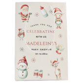 北極クリスマス表現配信赤ちゃんシャワー ミディアムペーパーバッグ (正面)