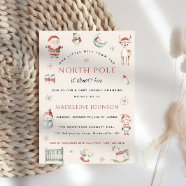 北極クリスマス表現配信赤ちゃんシャワー 招待状