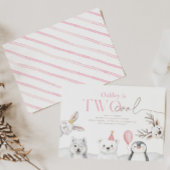 北極クール動物2頭誕生日招待状 招待状