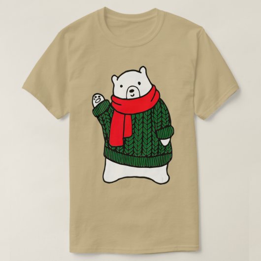 北極グマの醜いクリスマスセーター冬 Tシャツ (デザイン正面)