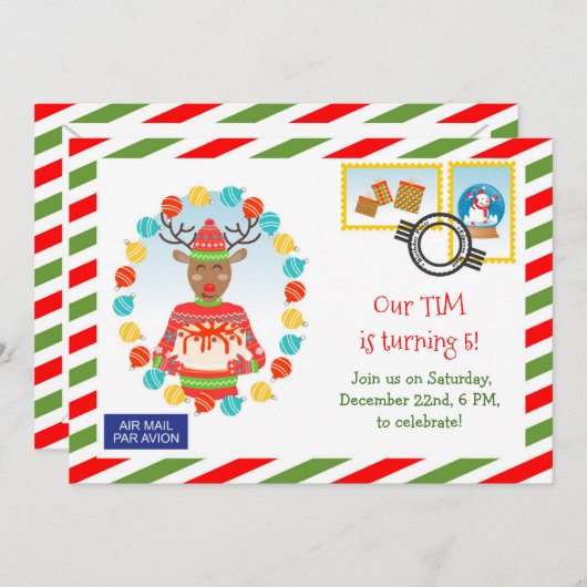 北極ケーキ表現配送誕生日インビタティ 招待状 (正面/裏面)