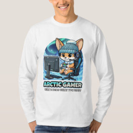 北極ゲーマーフェネックギツネ - 極光の冬のゲーミング Tシャツ