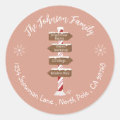 北極サインクリスマス差出人住所シール ラウンドシール (正面)