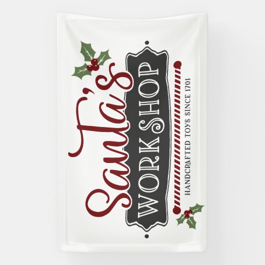 北極サンタのワークショップクリスマス 横断幕 (縦)