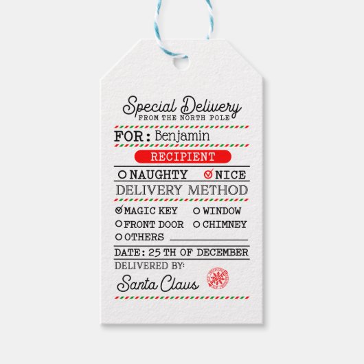 北極サンタクリスマパーソナライズされたス ギフトタグ (正面)