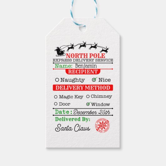 北極サンタクリスマパーソナライズされたス ギフトタグ (正面)