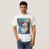 北極サンタクロースからのメリークリスマス Tシャツ (正面フル)