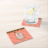 北極サンタショップクリスマスおもしろい小妖精や小人メイド スクエアペーパーコースター (インサイチュ)