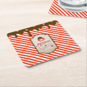 北極サンタショップクリスマスおもしろい小妖精や小人メイド スクエアペーパーコースター (アングル)