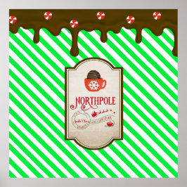 北極サンタショップクリスマスおもしろい小妖精や小人メイド ポスター