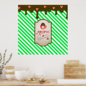 北極サンタショップクリスマスおもしろい小妖精や小人メイド ポスター (キッチン)