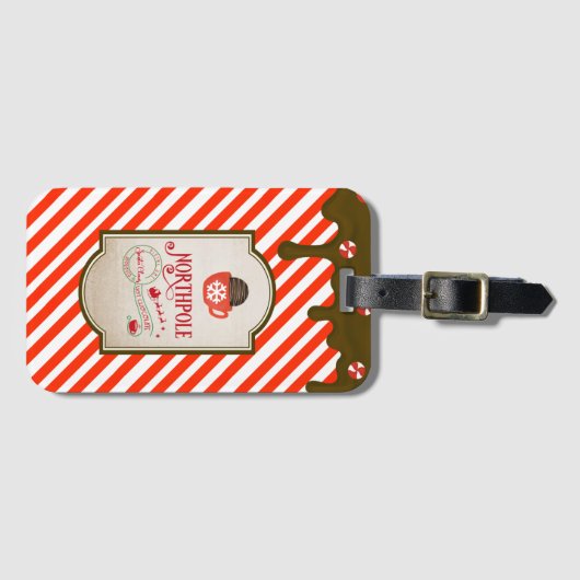 北極サンタショップクリスマスおもしろい小妖精や小人メイド ラゲッジタグ (正面横)