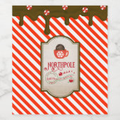 北極サンタショップクリスマスおもしろい小妖精や小人メイド ワインラベル (シングルラベル)