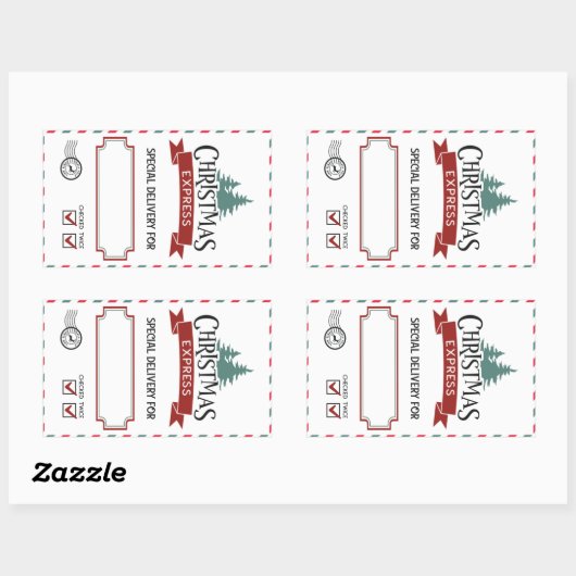 北極サンタデリバリークリスマスプレゼントラベルキッズ 長方形シール (シート)