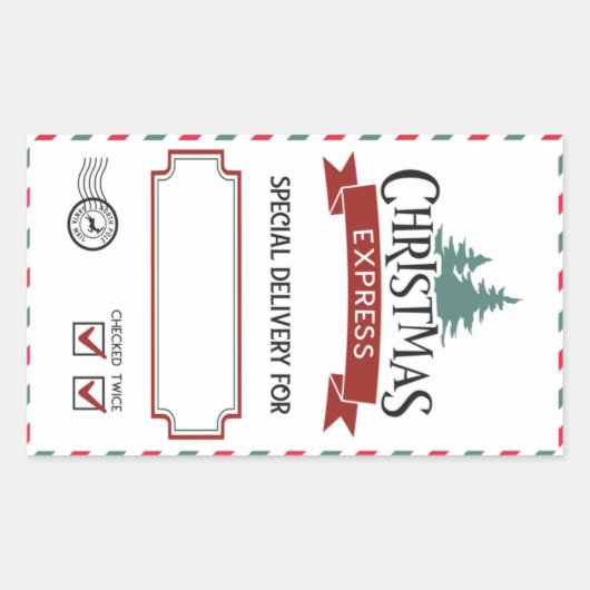 北極サンタデリバリークリスマスプレゼントラベルキッズ 長方形シール (正面)