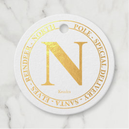 北極サンタデリバリ名モダン金箔 フェイバータグ