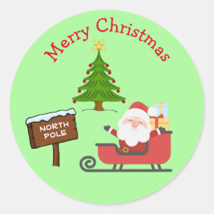 北極サンタメリーの子ども向けクリスマスツリーから ラウンドシール