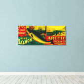 北極サーモン缶ラベルNushagak, AK キャンバスプリント (インサイチュ (ウッドフロア))