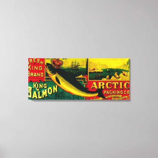 北極サーモン缶ラベルNushagak, AK キャンバスプリント (正面)