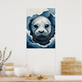 北極シールクローズアップ – 冬の野生動物 ポスター (キッチン)