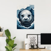 北極シールクローズアップ – 冬の野生動物 ポスター (ホームオフィス)