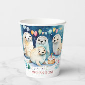 北極シール冬の誕生日パーソナライズされたテンプレート 紙コップ (裏面)