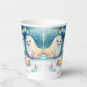 北極シール冬の誕生日パーソナライズされたテンプレート 紙コップ (右)