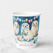 北極シール冬の誕生日パーソナライズされたテンプレート 紙コップ (正面)