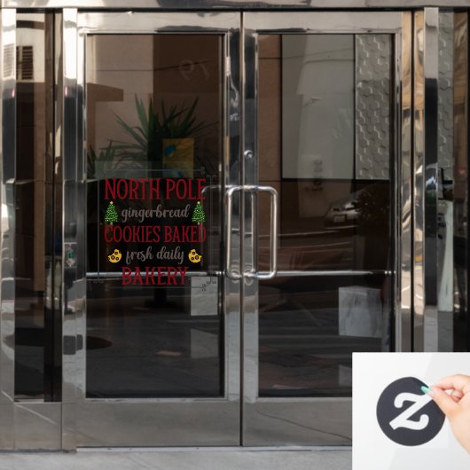 北極ジンジャーブレッドベーカリーのクリスマスビジネス ウィンドウサイン (オフィスドア)