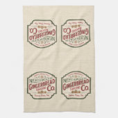 北極ジンジャーブレッドベーキングビンテージクリスマス キッチンタオル (縦)