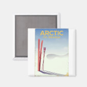 北極スキーヴィンテージ冒険探索ポスター マグネット (正面/裏面)