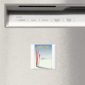 北極スキーヴィンテージ冒険探索ポスター マグネット (インサイチュ (食洗機))