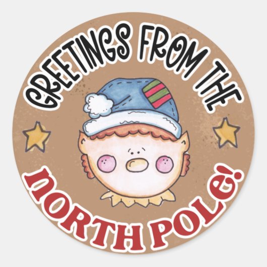 北極ステッカーからの挨拶 ラウンドシール (正面)