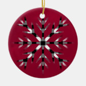 北極スノーフレーク、白黒バッファロープレイド セラミックオーナメント (正面)