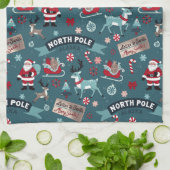 北極スピリット – フェスティバルサンタクリスマス キッチンタオル (折り畳み)