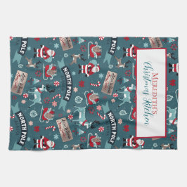 北極スピリット – フェスティバルサンタクリスマス キッチンタオル