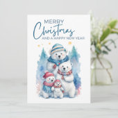 北極チャームポーラベアファミリーホリデーフラットカード (スタンド正面)